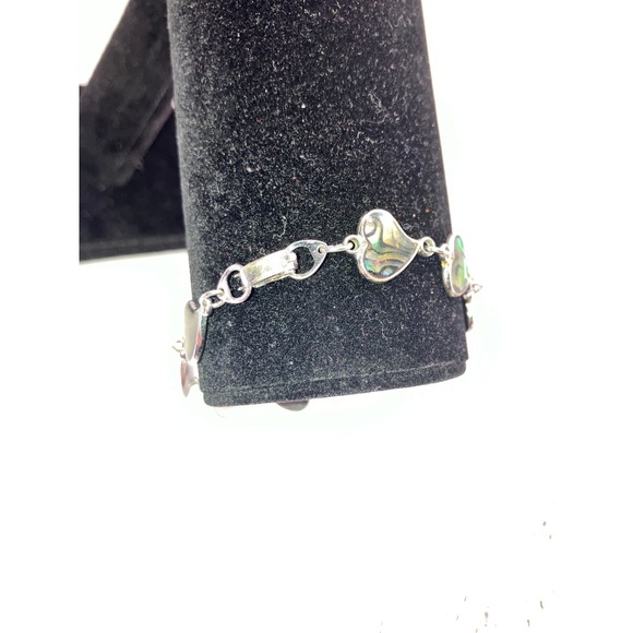 Mother of Pearl Heart Shaped Silver-Tone 7 Inch Bracelet! - Picture 8 of 10